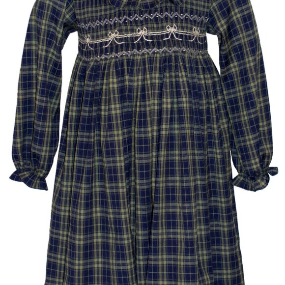 Navy, Black & Ecru Plaid Smocked Bodice Dress - Christmas Holiday Collections - Picture 6 of 6